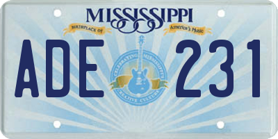 MS license plate ADE231