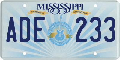 MS license plate ADE233