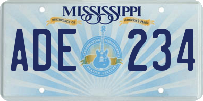 MS license plate ADE234