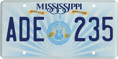 MS license plate ADE235