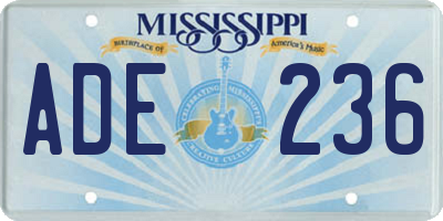 MS license plate ADE236