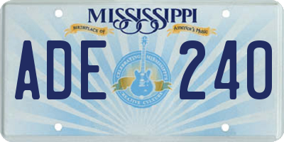 MS license plate ADE240