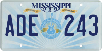 MS license plate ADE243