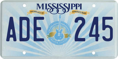 MS license plate ADE245