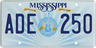 MS license plate ADE250