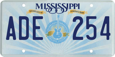 MS license plate ADE254