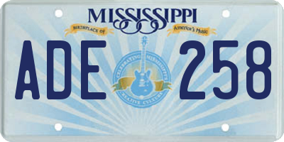 MS license plate ADE258