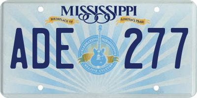 MS license plate ADE277