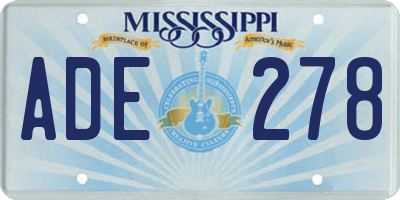 MS license plate ADE278
