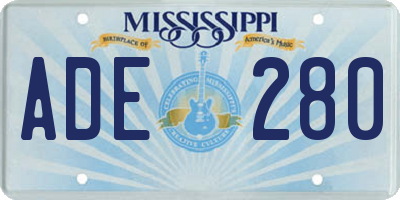 MS license plate ADE280