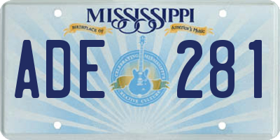MS license plate ADE281