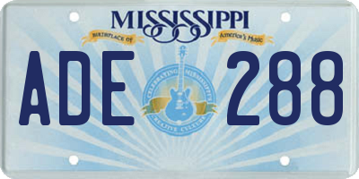 MS license plate ADE288