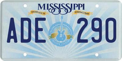 MS license plate ADE290