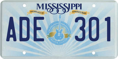 MS license plate ADE301