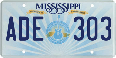 MS license plate ADE303