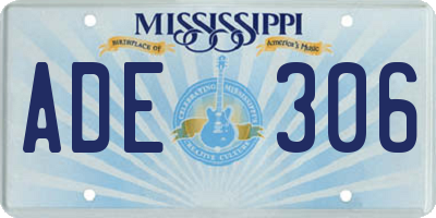MS license plate ADE306