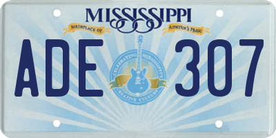 MS license plate ADE307