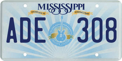 MS license plate ADE308