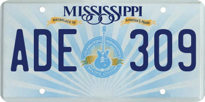 MS license plate ADE309