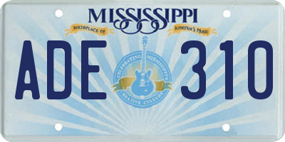 MS license plate ADE310