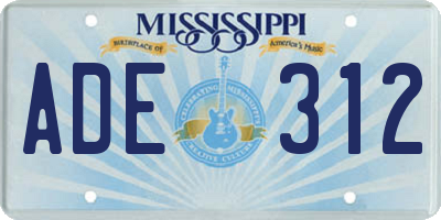 MS license plate ADE312