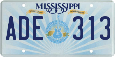 MS license plate ADE313