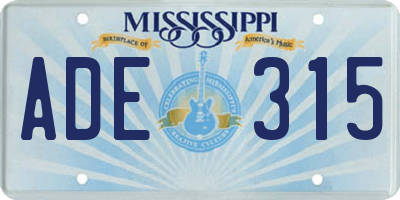 MS license plate ADE315