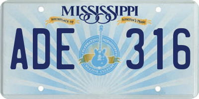MS license plate ADE316