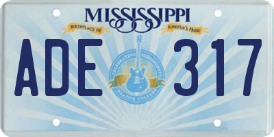 MS license plate ADE317