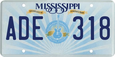 MS license plate ADE318