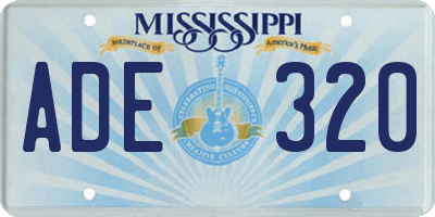 MS license plate ADE320