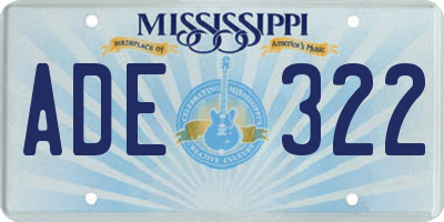 MS license plate ADE322