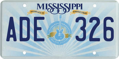 MS license plate ADE326