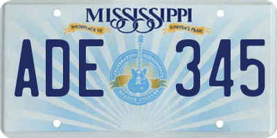 MS license plate ADE345