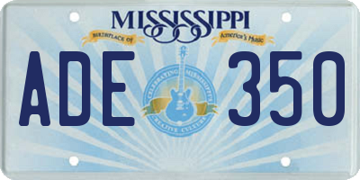 MS license plate ADE350