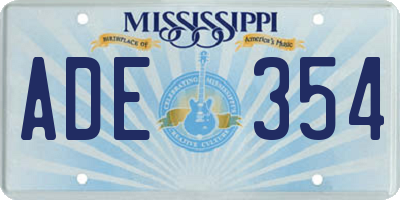 MS license plate ADE354