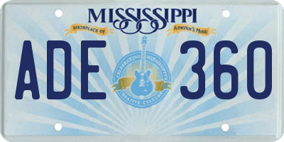 MS license plate ADE360