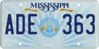 MS license plate ADE363
