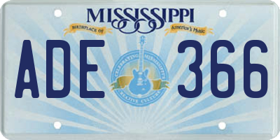 MS license plate ADE366