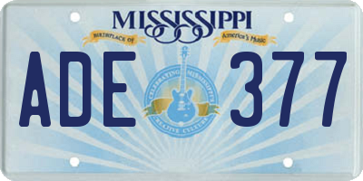 MS license plate ADE377
