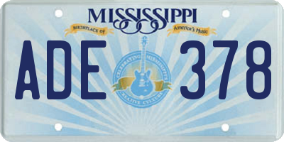 MS license plate ADE378