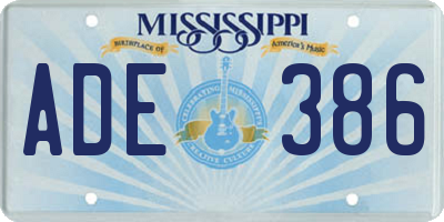 MS license plate ADE386