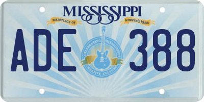 MS license plate ADE388