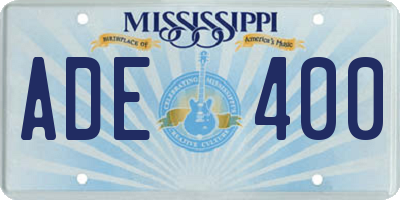 MS license plate ADE400