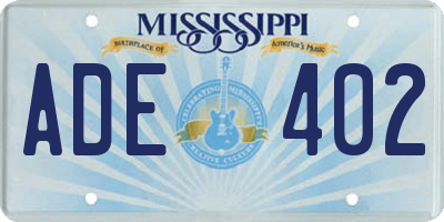 MS license plate ADE402