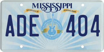 MS license plate ADE404