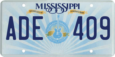 MS license plate ADE409