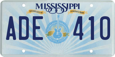 MS license plate ADE410