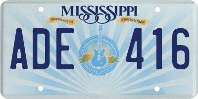 MS license plate ADE416