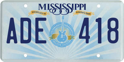 MS license plate ADE418
